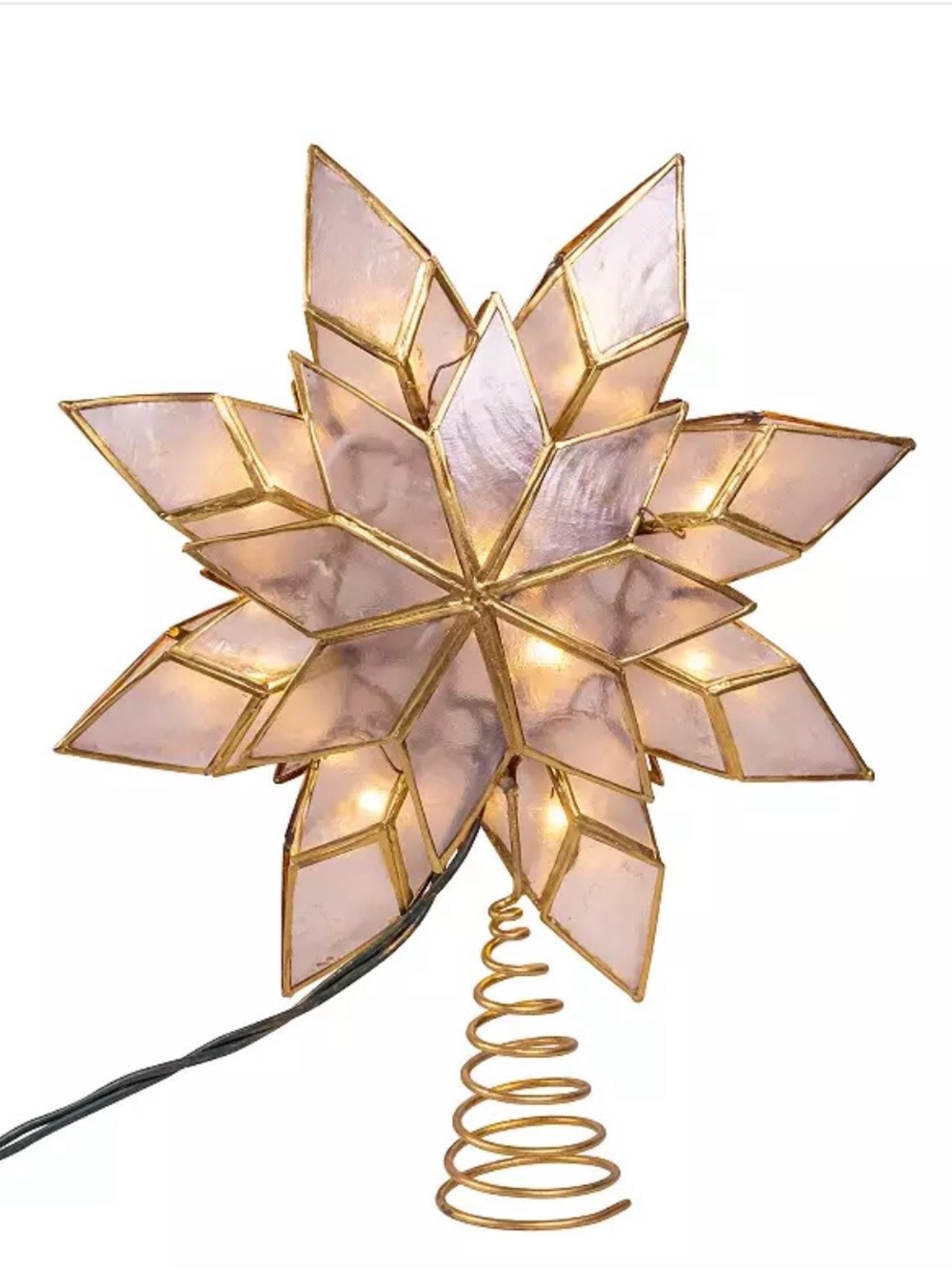 Kurt Adler 10-Light LED Capiz Star Christmas Tree Topper